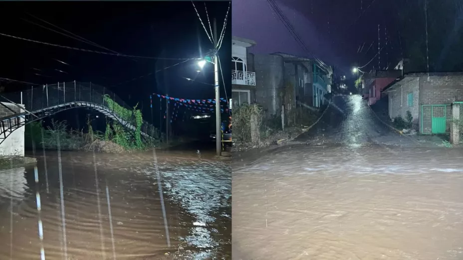 Inundaciones en Piaxtla tras tormenta: calles anegadas