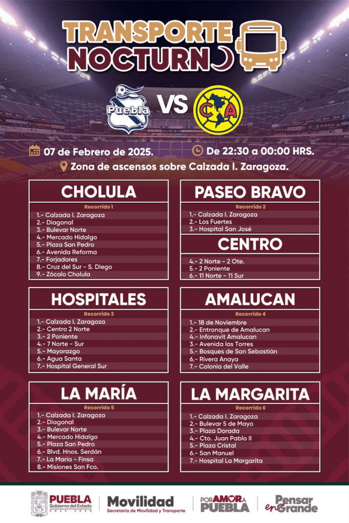 Club Puebla vs. América: Habrá transporte nocturno gratuito este 7 de febrero