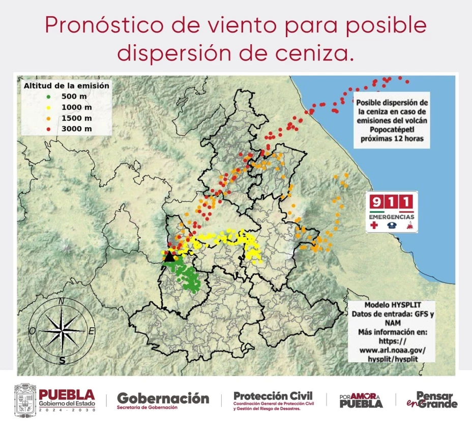 ¿Dónde caerá ceniza del Popocatépetl hoy, 8 de marzo de 2025?