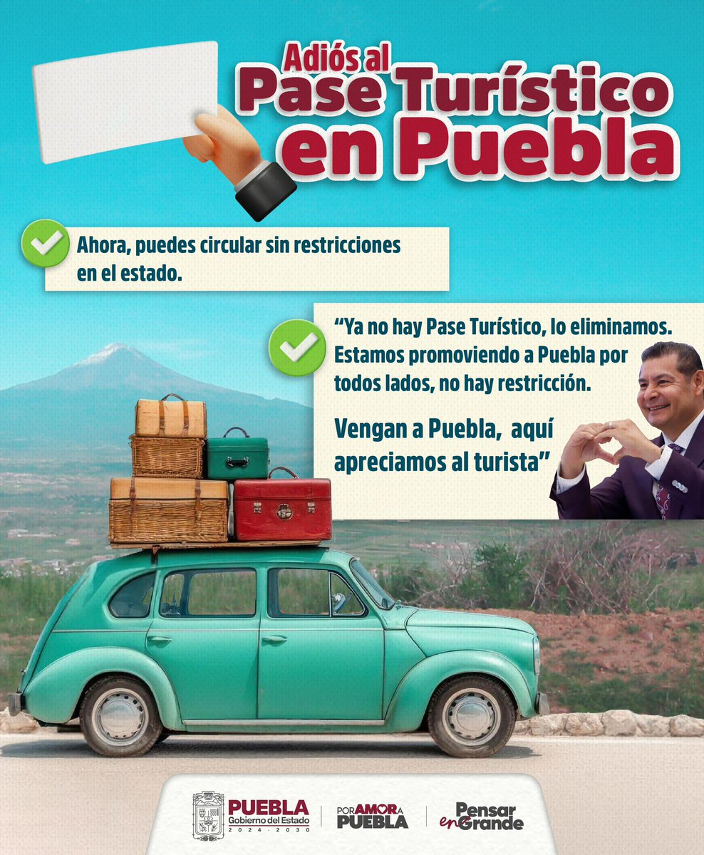 Puebla elimina el pase turístico para automovilistas foráneos