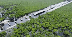 Tramo del Tren Maya en Bacalar queda bajo el agua