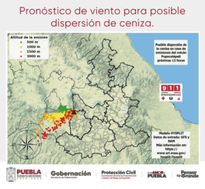 Popocatépetl: posibles zonas con caída de ceniza hoy